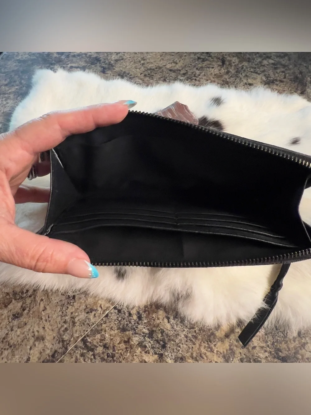We The Free Emerson Black Leather Women's Zip Wallet - Free People